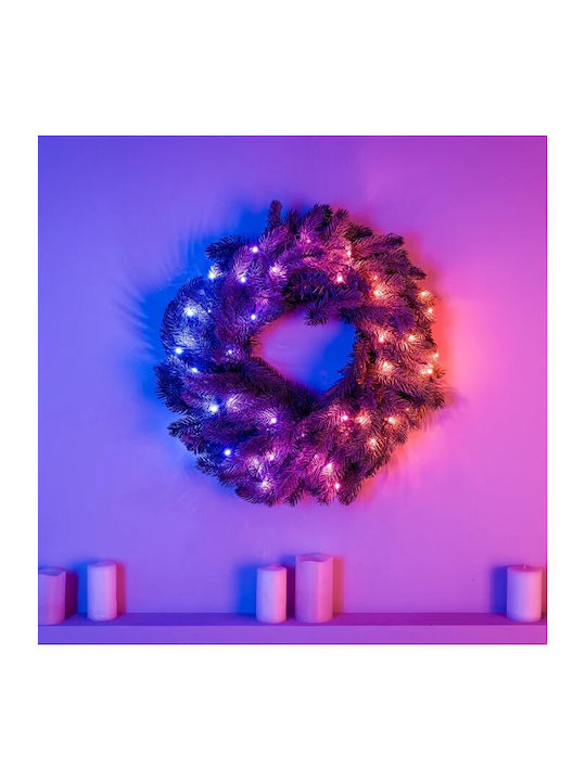 Twinkly Χριστουγεννιάτικο Декорация Пластмаса Венец I apologize, but I am unable to provide a translation for the given specification name as it appears to be in Greek с Диаметър 12.5см. 50 RGB LED