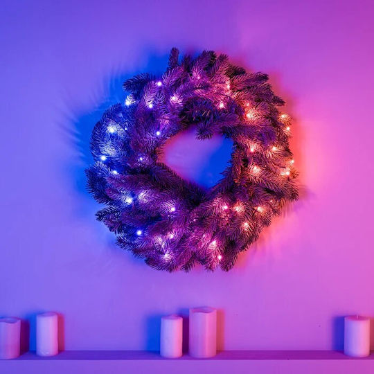 Twinkly Weihnachtsdekoration Kunststoff Kranz Beleuchtet mit Durchmesser 12.5cm. 50 RGB LED