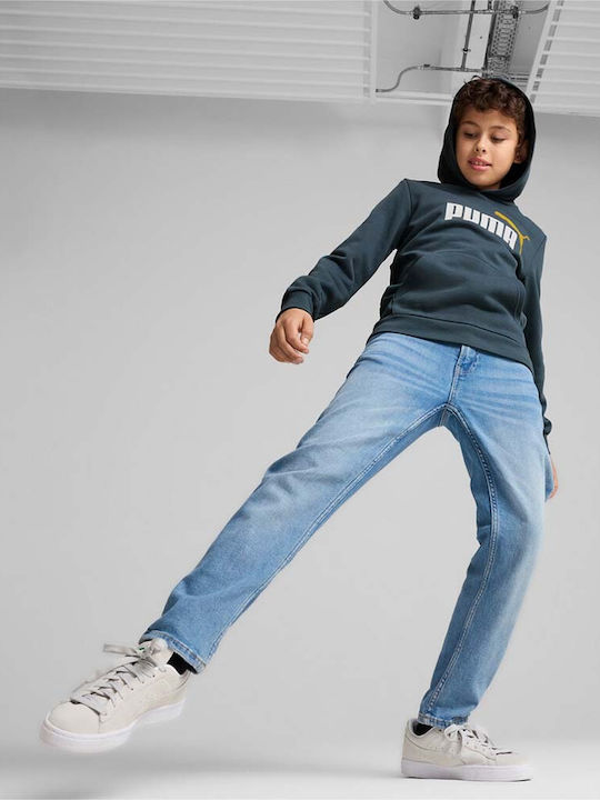 Fleece Kids Sweatshirt with Hood and Pockets Petrol Essentials+ 2