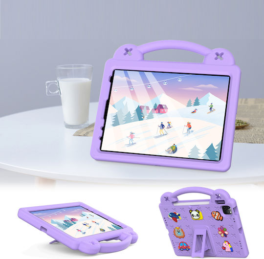 Детски калъф за iPad 10.9 2022 10-то поколение с красиви шарки и стойка, лилав