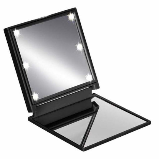 Schminkspiegel Geldbörse mit Licht 7x7cm Schwarz