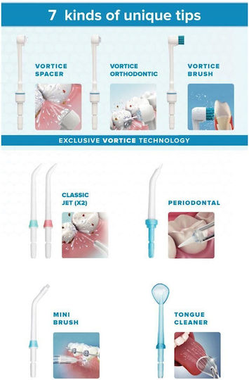Irigator bucal So Wash Vortice Sistem de îngrijire orală Efect de sucțiune 8 capete 1200 pulsații pe minut