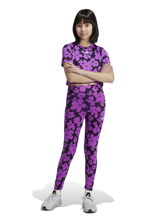 adidas Kids Long Legging Floral Purple