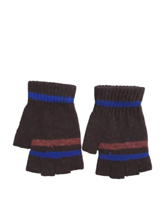 Kids Gloves Fingerless Brown