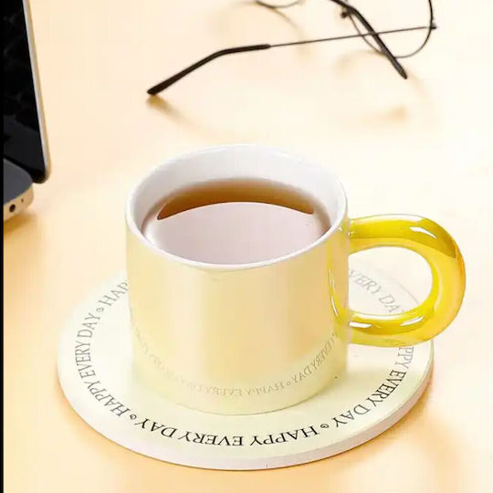 Glossy Ceramic Mug Pufo Tea Coffee 250 ml Yellow