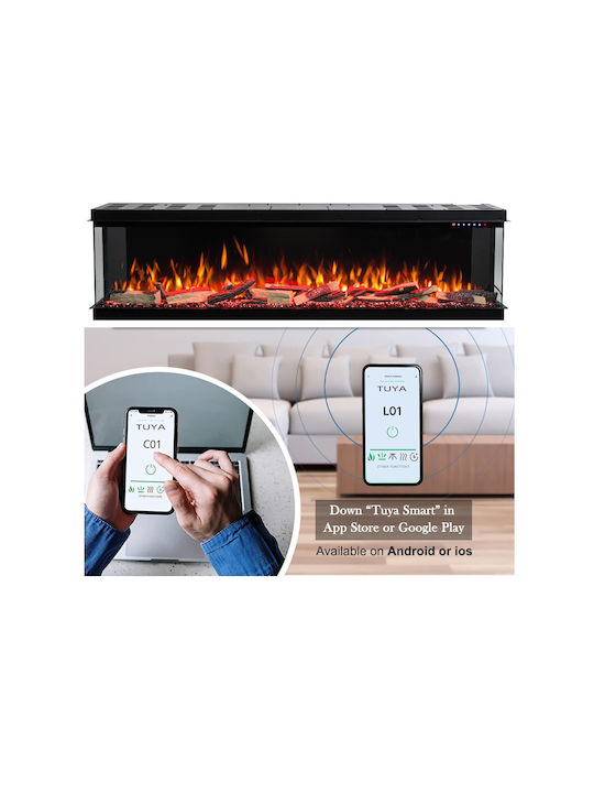 Hitense Wall Mounted Electric Fireplace 1600W 162.1x33.2cm Black