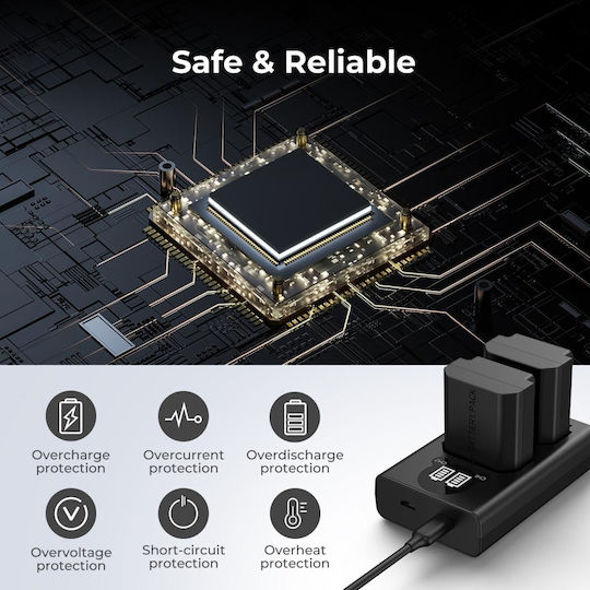 K&F Concept Dublu Încărcător de baterii Compatibil cu Sony