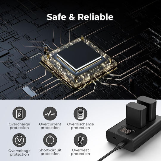 K&F Concept Διπλός Φορτιστής Μπαταρίας Συμβατός με Sony