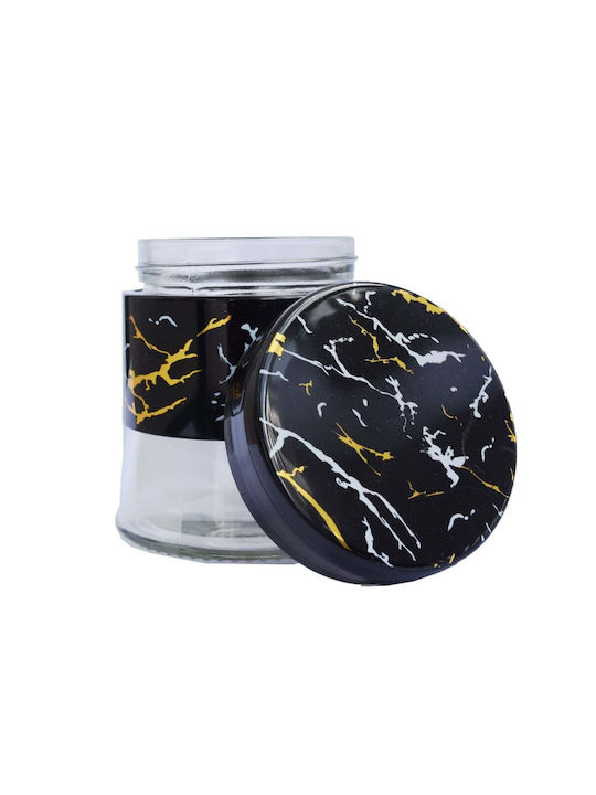 Pufo Elegantes Glasglas mit luftdichtem Deckel 400 ml Schwarzes