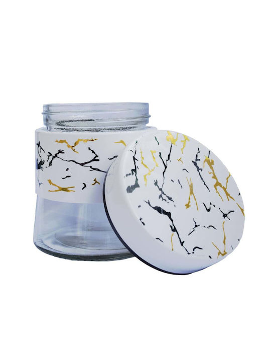 Fancy Glass Jar Sugar Coffee Tea Spices Airtight Lid 400 Ml White