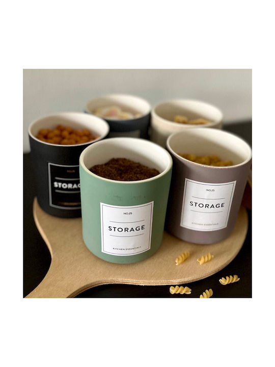 Recipient Elegance Ceramică Borcan Depozitare Zahăr Cafea Ceai Condimente Cu Capac din Bambus 450 Ml Crem