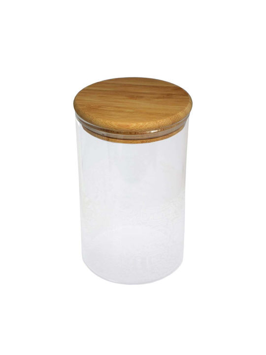 Pufo Taste Borosilicate Glass Container Sugar Coffee Tea Spices Airtight Bamboo Lid 1l
