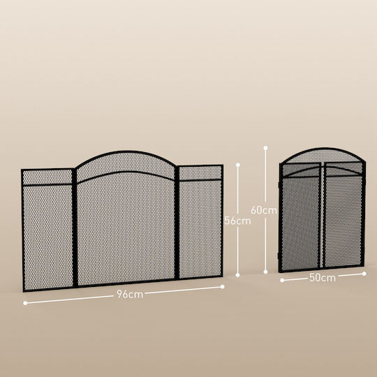 HomCom Μεταλλικό Προστατευτικό Τζακιού 96x60cm Μαύρο