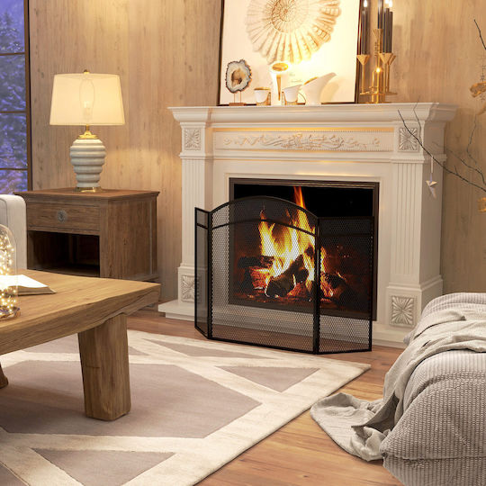 HomCom Μεταλλικό Προστατευτικό Τζακιού 96x60cm Μαύρο