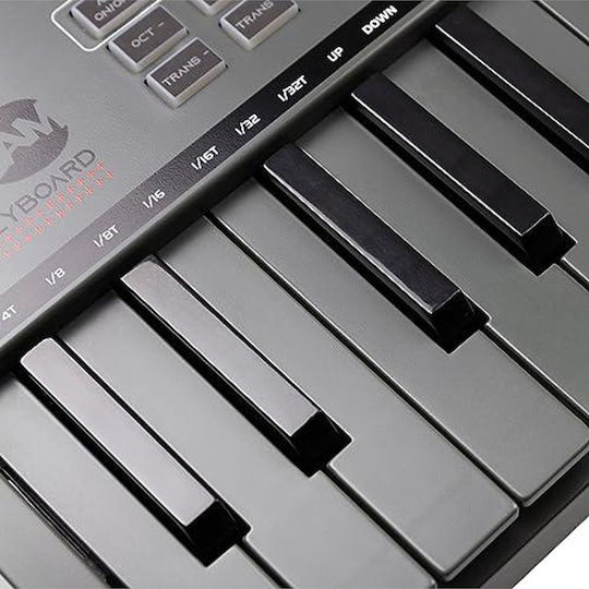 Rockjam Go 25-клавишен USB и Bluetooth MIDI клавиатурен контролер с 8 подсветени барабанни падове и 8 копчета