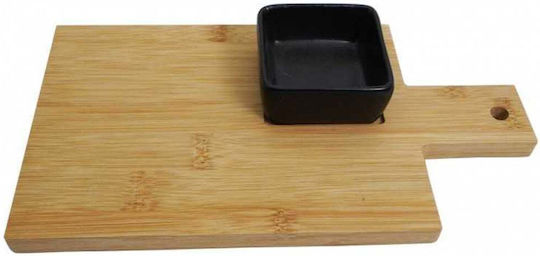Bambus Holz Küchen Schneidebrett Porzellan Servierschale 26 x 14 cm