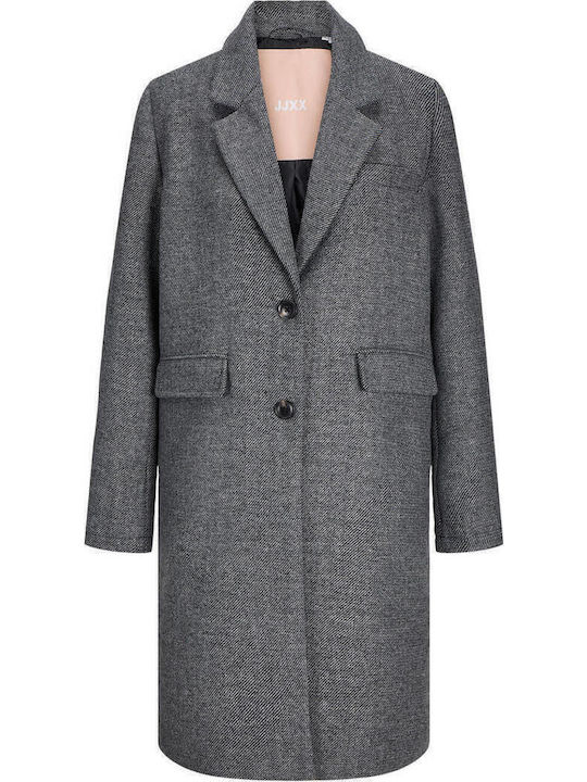 Women's Black Coat with Buttons