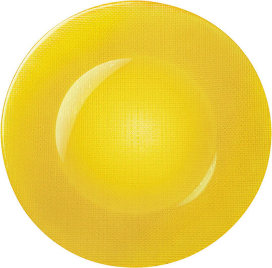 Set 6 Elegant Pufo Luxury Glass Plates Desserts Appetizers 31 Cm Yellow