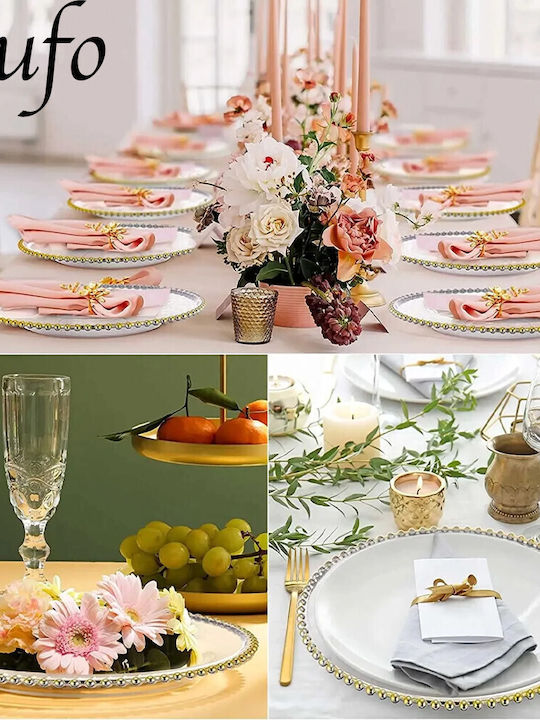 Elegant Large Plastic Plate Pufo Gentle Gold for Desserts and Appetizers 31 Cm