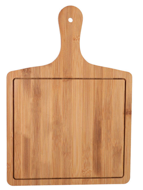 Bambus Hölzernes Servierplatte mit Griff Lebensmittel Vorspeisen Pizza 36 x 24 cm Braun
