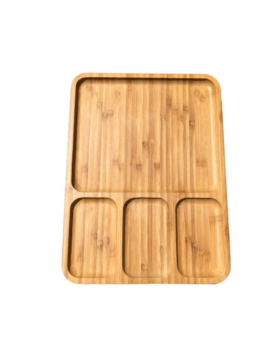 Bambus Hölzernes Servierplatte Mit 4 Fächern 28 X 24 Cm Braune