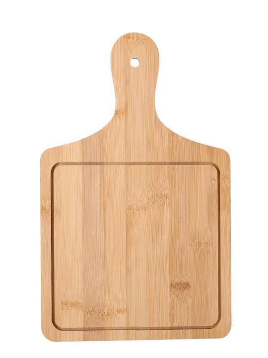 Bambus Hölzernes Servierplatte mit Griff Lebensmittel Vorspeisen Pizza 33 x 18 cm Braun