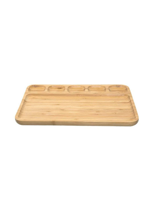 Tavă De Servire Din Lemn De Bambus Cu 6 Compartimente 33 X 23 Cm Maro