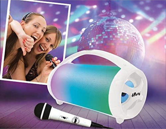 Lexibook Karaoke Speaker with Wired Microphone and Lighting Effects Iparty Bluetooth Speaker Lights BTP585Z White