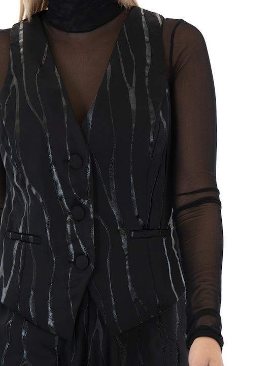 Women's Blouse Sleeveless with V Neckline Black