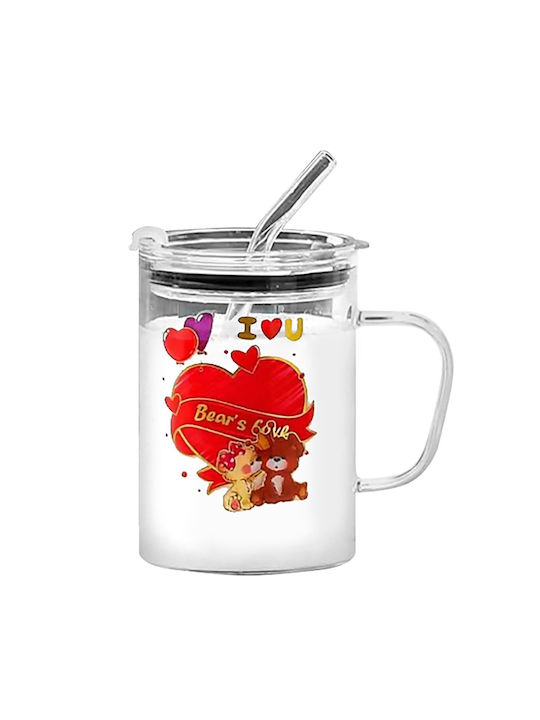 HOMie Mug Glass with Lid in Various Designs 400ml