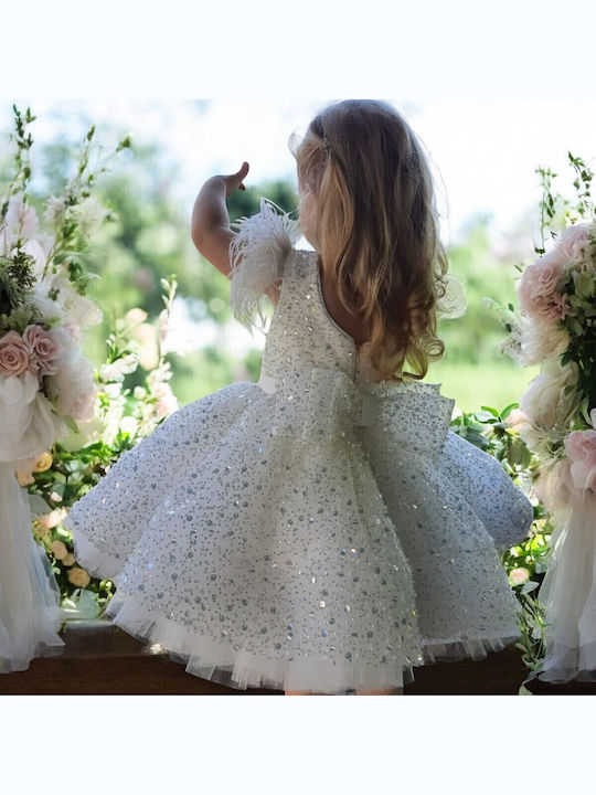 Kinderkleid Ärmellos Tüll Für Blumenmädchen Weiß