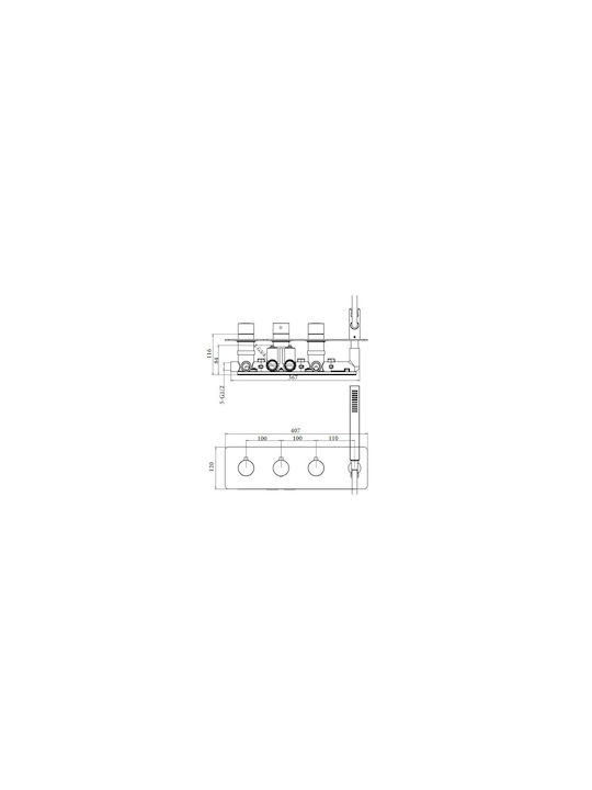 Sparke Oneral 09 Built-in Mixer, Hand Shower & Shower Head Set for Shower 3 Exits Inox White