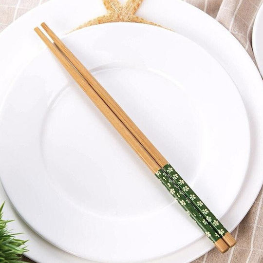 Set 5 Paare Fluffy Bambus Essstäbchen Sushi 22 Cm Braune Grüne