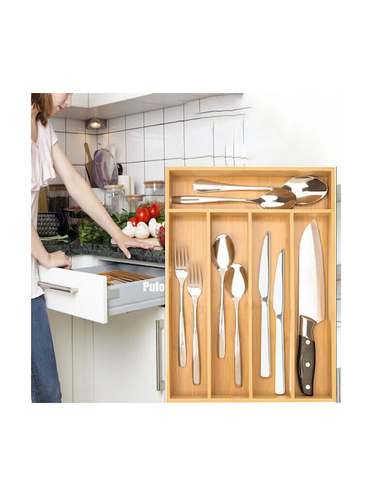 Besteckeinsatz für Schubladen Hölzernes 37x25cm Braun