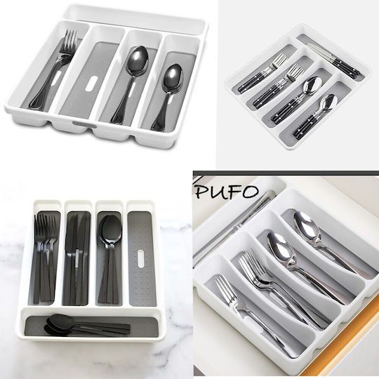 Besteckeinsatz für Schubladen Kunststoff 32x29cm Grau