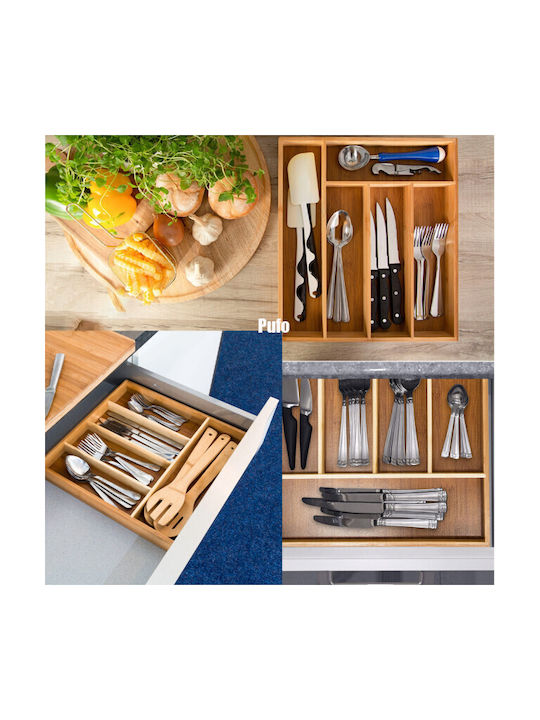 Besteckeinsatz für Schubladen Hölzernes 37x25cm Braun