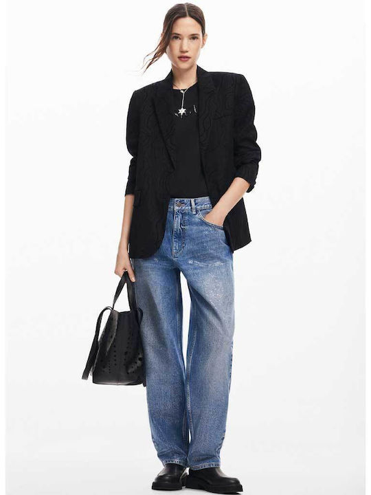 Ariel High Waist Women's Jean Trousers in Straight Line Blue