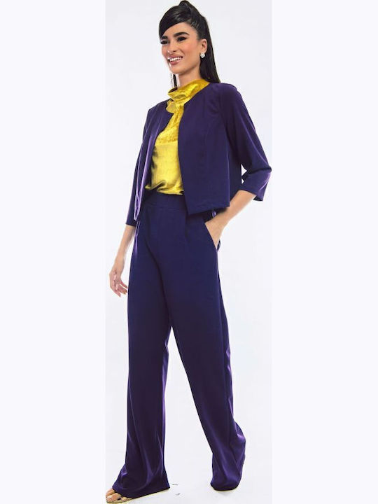 Women's High-waisted Fabric Trousers Purple