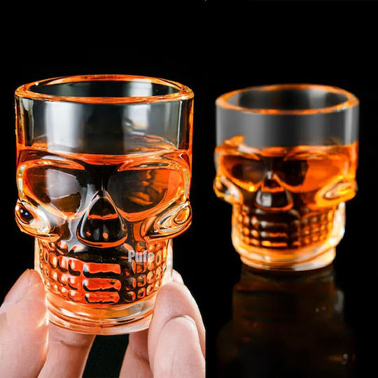 Set 6 Glass Shot Glasses Skull Shape 50 Ml Pufo