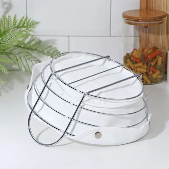 Metallic Oval Kitchen Puff Luxury Bread Serving Basket Removable Fabric Cover 27 X 20 Cm Silver