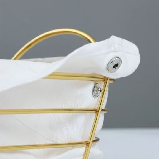 Metallic Oval Kitchen Serving Bread Basket with Removable Fabric Cover 27 x 20 cm Gold
