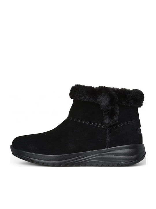 Stellar Suede Women's Ankle Boots with Fur Black