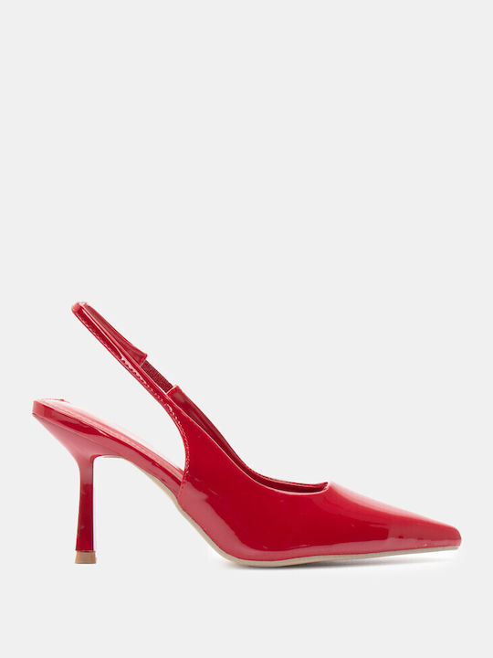 Luigi Synthetic Leather Pointed Toe Red High Heels