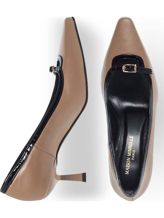 Leather Pointed Toe Brown Heels