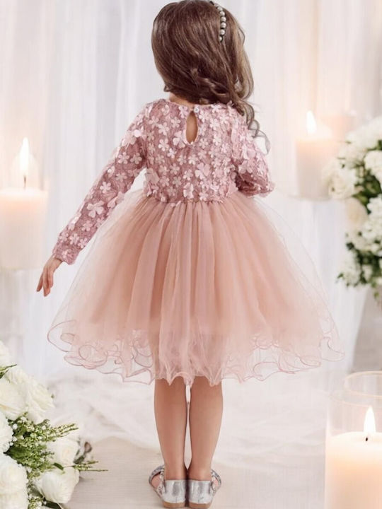 Kinderkleid Tüll Blumen Pink