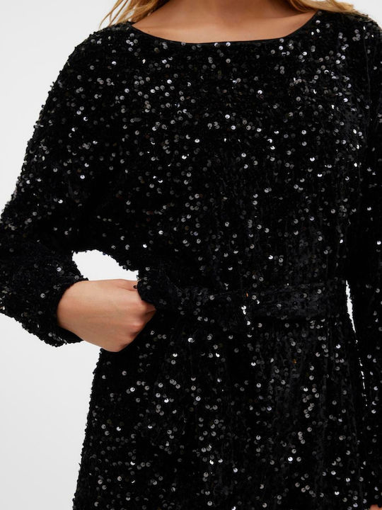 Bella Mini Βραδινό Φόρεμα Βελούδινο Black