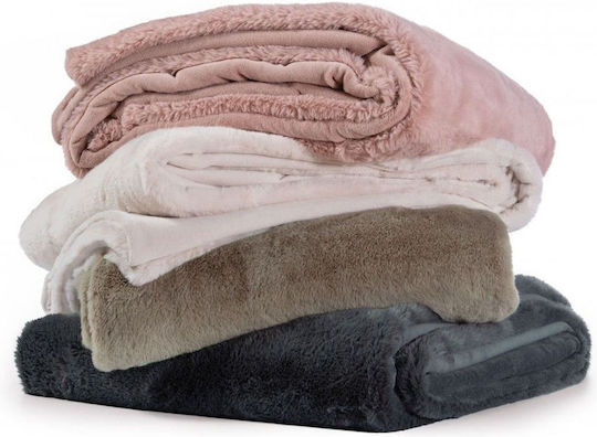 Nef-Nef Homeware Warmer Furry Blanket Super Double 240x220cm Pink