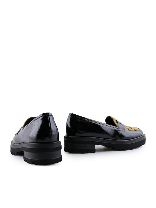 Leather Women's Loafers in Black Color