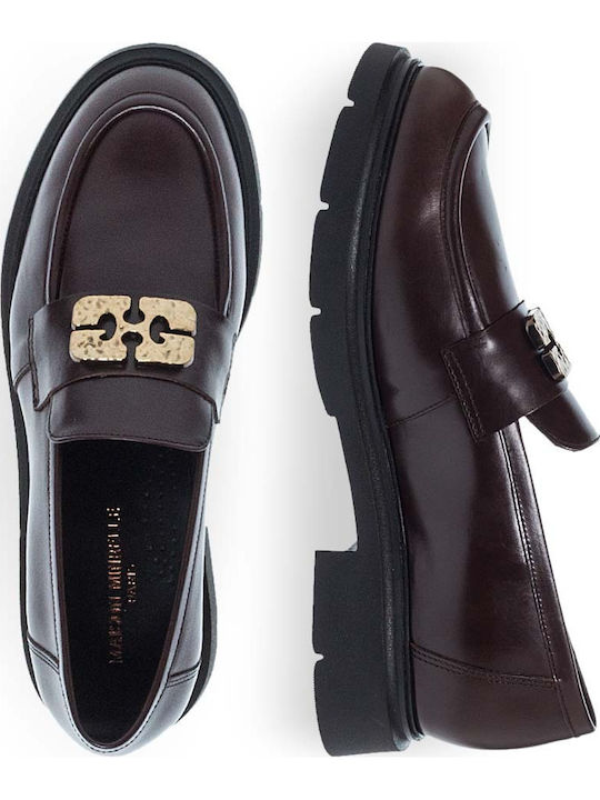 Leather Women's Moccasins in Brown Color
