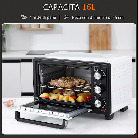 HomCom Ηλεκτρικό Φουρνάκι 16lt Χωρίς Εστίες Λευκό